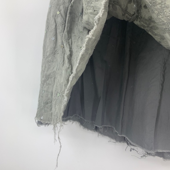 Fossil womens 4 skirt cotton sequins layered frayed hems romantic boho cottage - Picture 3 of 10